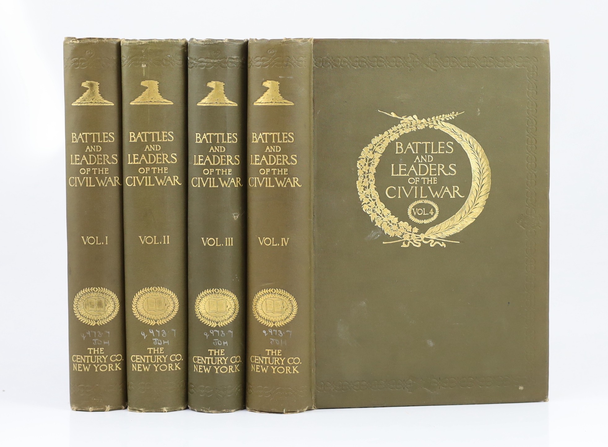 Johnson, Robert Underwood and Buel, Clarence Clough (editors) - Battles and Leaders of the Civil War ..., 4 vols, frontispieces and many illus. throughout; publisher's gilt cloth, thick imp. 8vo. New York, 1884-87